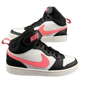Nike Court Borough 2 Mid White Sunset Pulse Youth/Girls Size 6.5Y Sneakers Pink